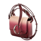 Shoulder Bag C Flap Crossbody Burgundy Embossed Calfskin Leather
