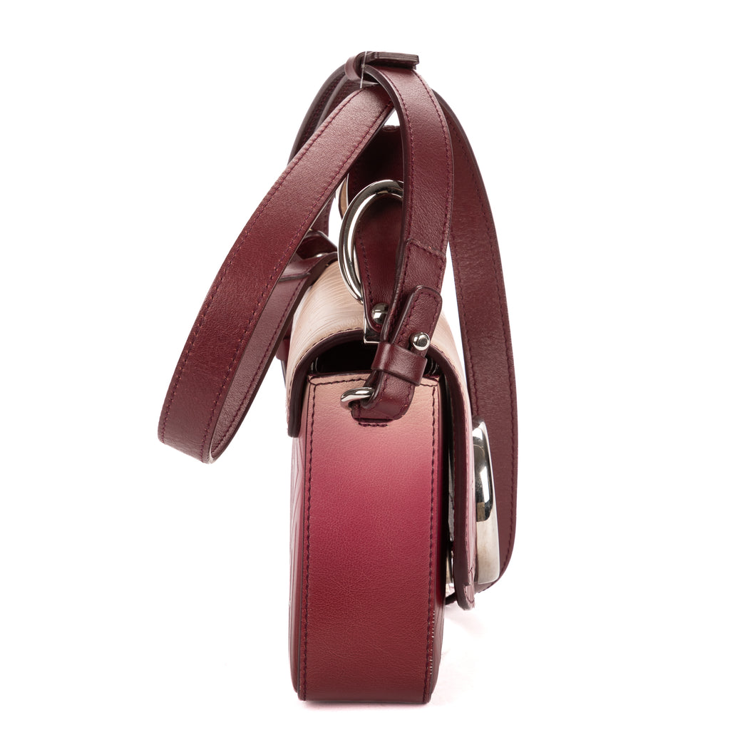 Shoulder Bag C Flap Crossbody Burgundy Embossed Calfskin Leather