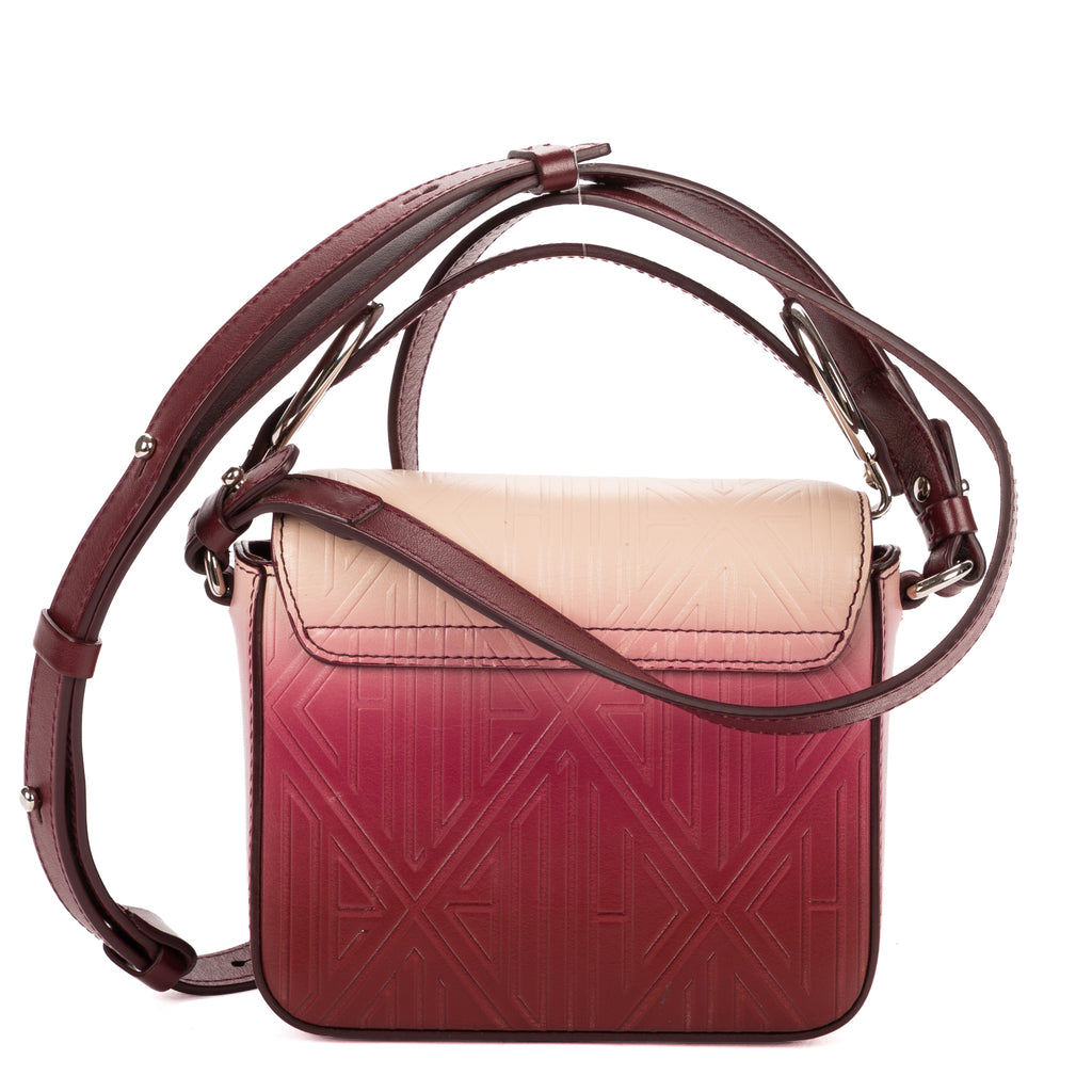 Shoulder Bag C Flap Crossbody Burgundy Embossed Calfskin Leather
