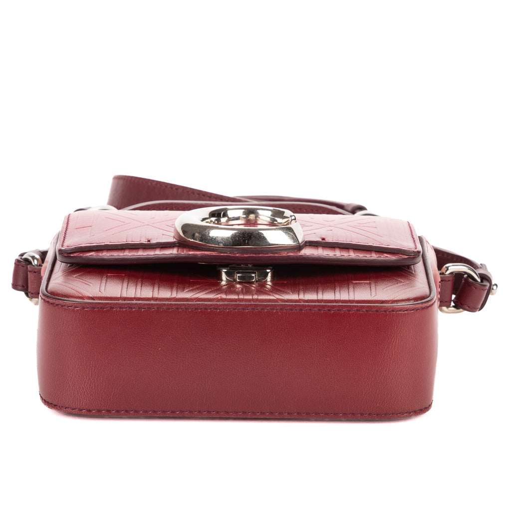 Shoulder Bag C Flap Crossbody Burgundy Embossed Calfskin Leather