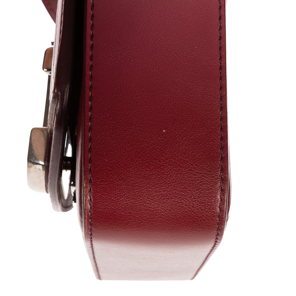 Shoulder Bag C Flap Crossbody Burgundy Embossed Calfskin Leather