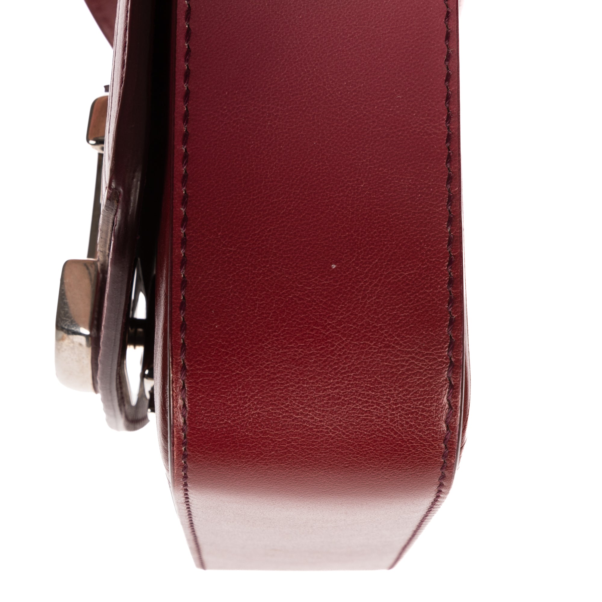 Shoulder Bag C Flap Crossbody Burgundy Embossed Calfskin Leather
