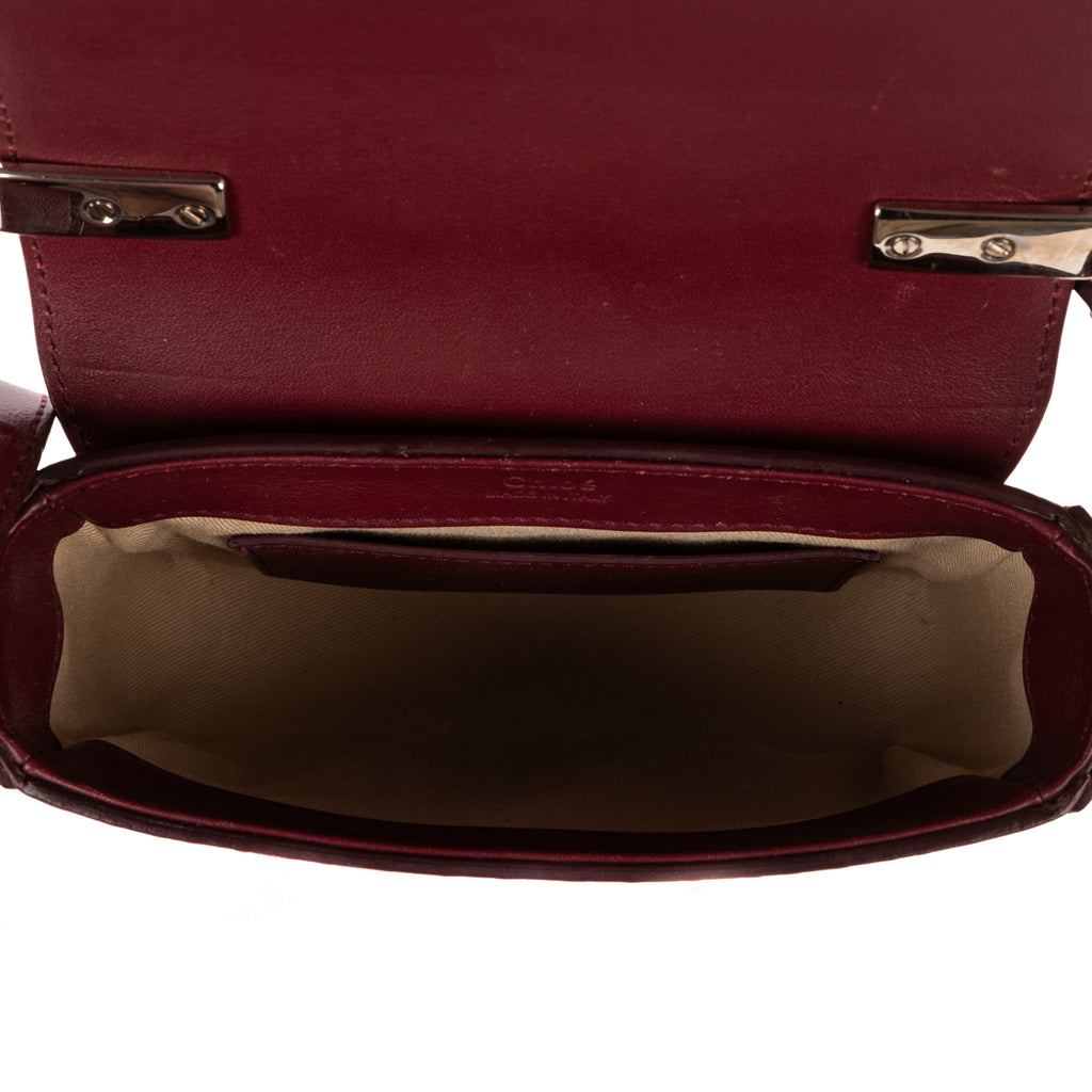 Shoulder Bag C Flap Crossbody Burgundy Embossed Calfskin Leather