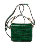 Shoulder Bag C Flap Crossbody Green Croc Embossed Calfskin Leather