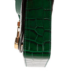 Shoulder Bag C Flap Crossbody Green Croc Embossed Calfskin Leather