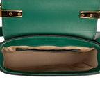 Shoulder Bag C Flap Crossbody Green Croc Embossed Calfskin Leather