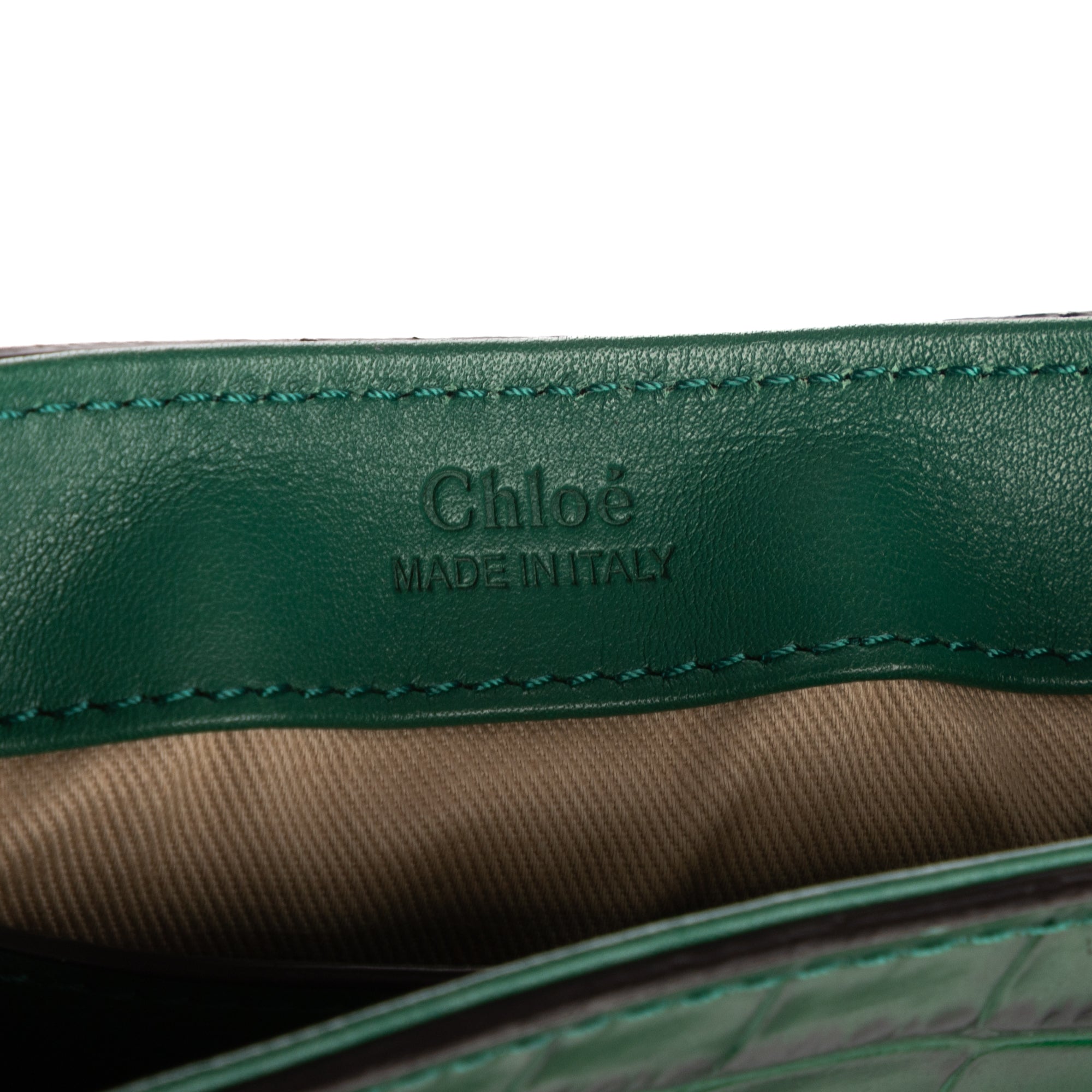 Shoulder Bag C Flap Crossbody Green Croc Embossed Calfskin Leather