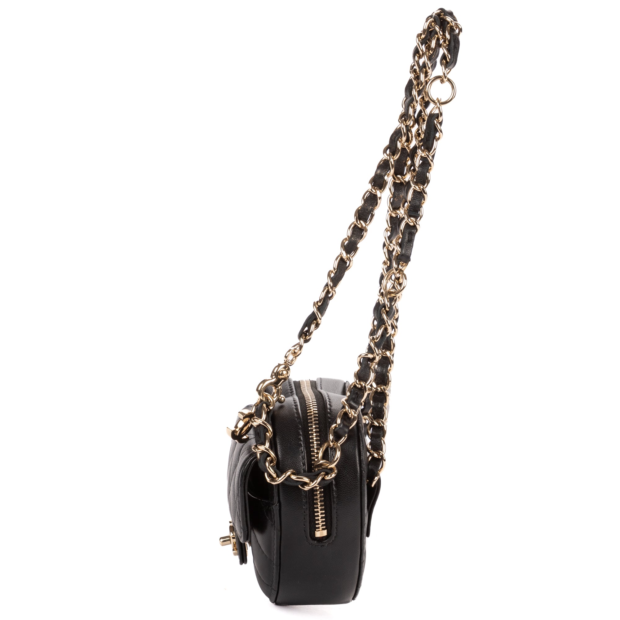 Waist Bag Heart Belt Bag Black Quilted Lambskin Leather