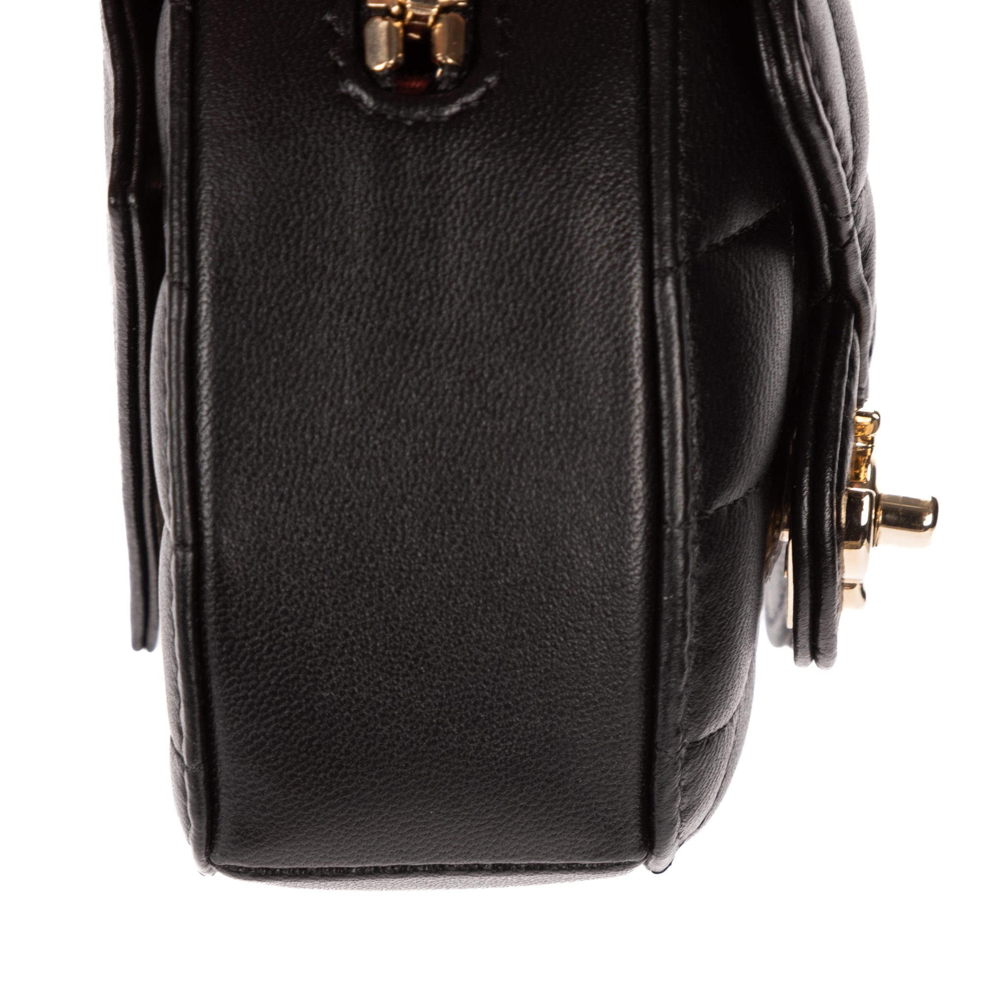 Waist Bag Heart Belt Bag Black Quilted Lambskin Leather