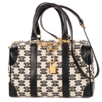 Shoulder Bag 2021 Collection Small Boston Bag Small Black Triomphe Embroidered Canvas