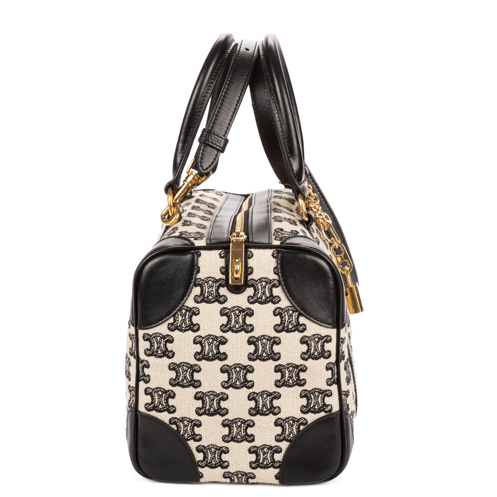 Shoulder Bag 2021 Collection Small Boston Bag Small Black Triomphe Embroidered Canvas