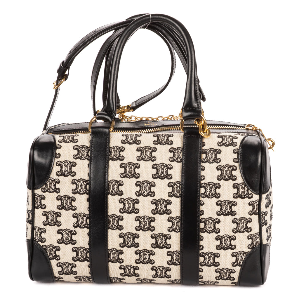 Shoulder Bag 2021 Collection Small Boston Bag Small Black Triomphe Embroidered Canvas