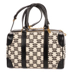 Shoulder Bag 2021 Collection Small Boston Bag Small Black Triomphe Embroidered Canvas