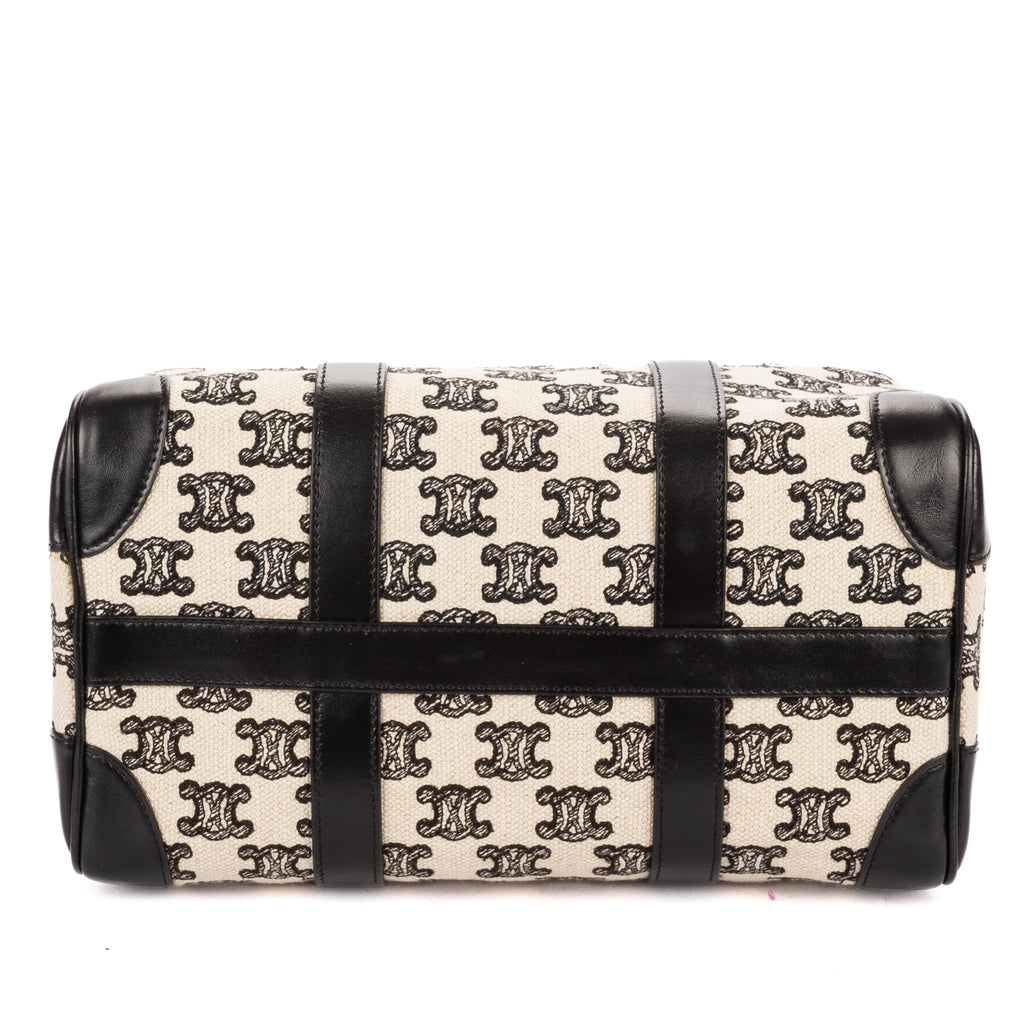 Shoulder Bag 2021 Collection Small Boston Bag Small Black Triomphe Embroidered Canvas