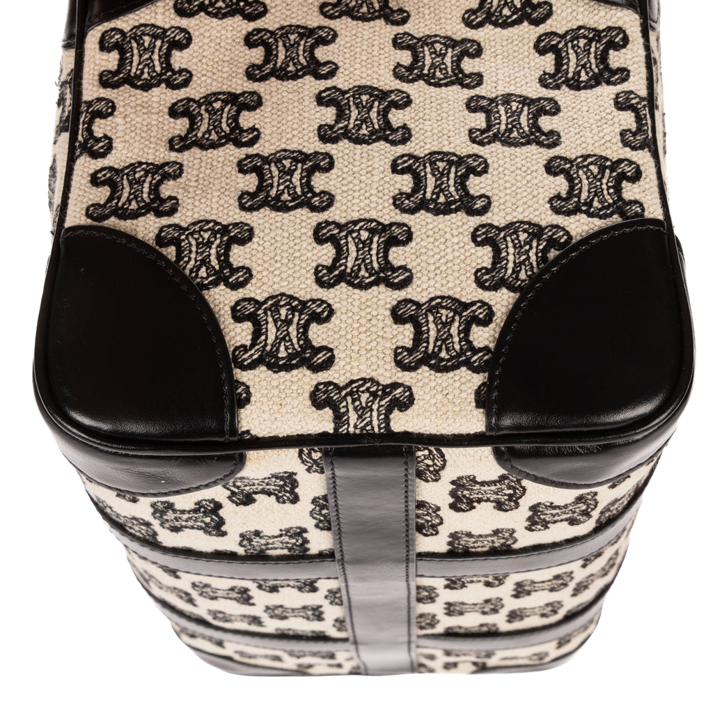 Shoulder Bag 2021 Collection Small Boston Bag Small Black Triomphe Embroidered Canvas