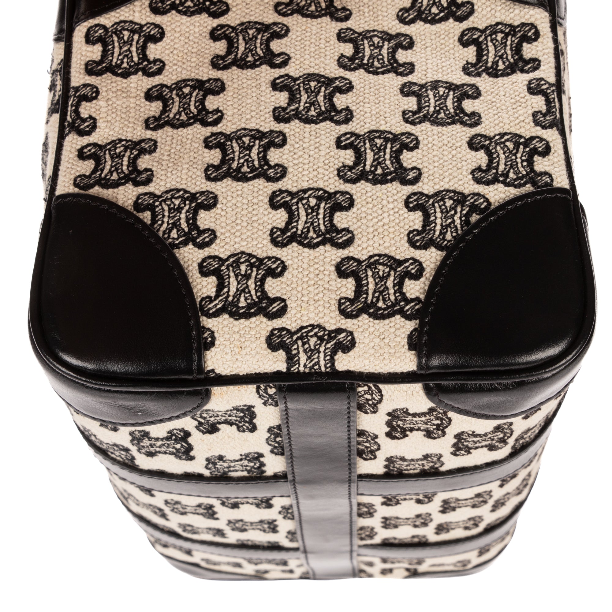 Shoulder Bag 2021 Collection Small Boston Bag Small Black Triomphe Embroidered Canvas