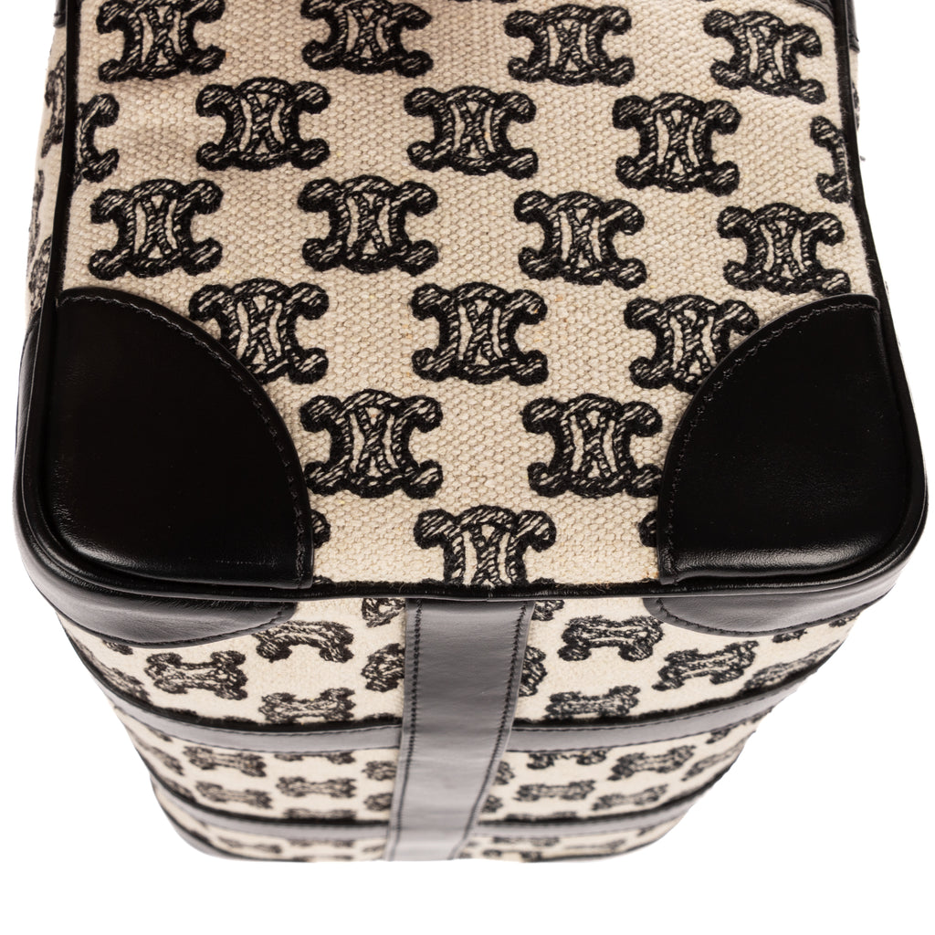 Shoulder Bag 2021 Collection Small Boston Bag Small Black Triomphe Embroidered Canvas