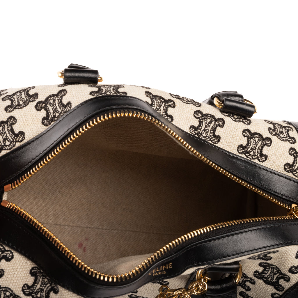 Shoulder Bag 2021 Collection Small Boston Bag Small Black Triomphe Embroidered Canvas