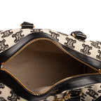 Shoulder Bag 2021 Collection Small Boston Bag Small Black Triomphe Embroidered Canvas