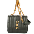 Shoulder Bag Small Vicky Chain Flap Crossbody Small Dark Green Matelasse Calfskin Leather