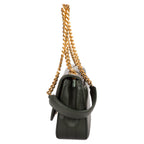 Shoulder Bag Small Vicky Chain Flap Crossbody Small Dark Green Matelasse Calfskin Leather