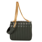 Shoulder Bag Small Vicky Chain Flap Crossbody Small Dark Green Matelasse Calfskin Leather