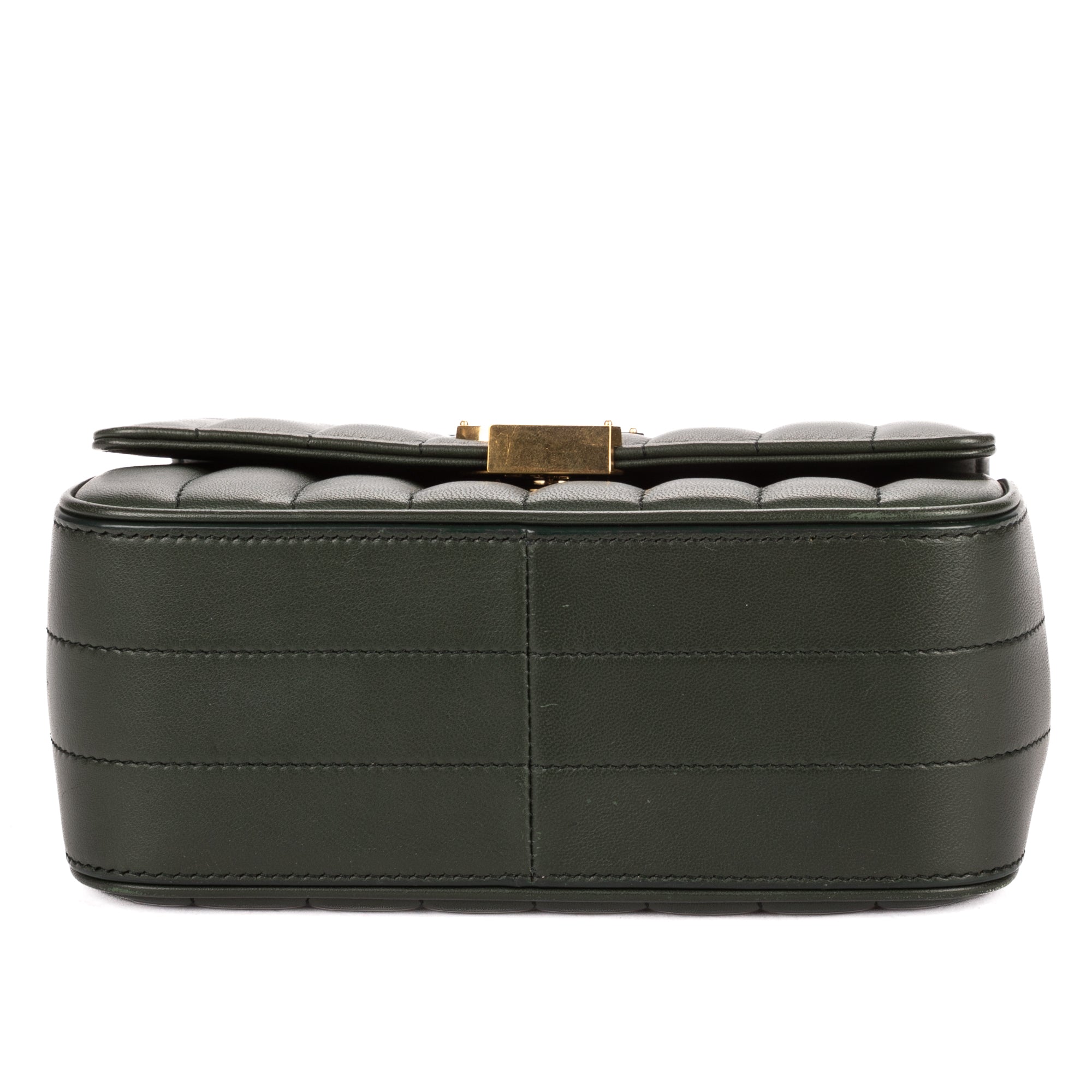 Shoulder Bag Small Vicky Chain Flap Crossbody Small Dark Green Matelasse Calfskin Leather
