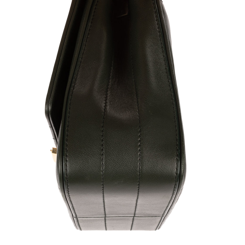 Shoulder Bag Small Vicky Chain Flap Crossbody Small Dark Green Matelasse Calfskin Leather