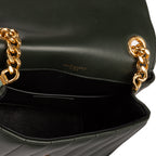 Shoulder Bag Small Vicky Chain Flap Crossbody Small Dark Green Matelasse Calfskin Leather