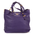 Shoulder Bag Convertible Square Open Tote Purple Vitello Daino Leather