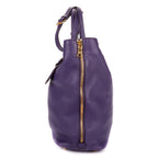 Shoulder Bag Convertible Square Open Tote Purple Vitello Daino Leather