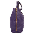 Shoulder Bag Convertible Square Open Tote Purple Vitello Daino Leather
