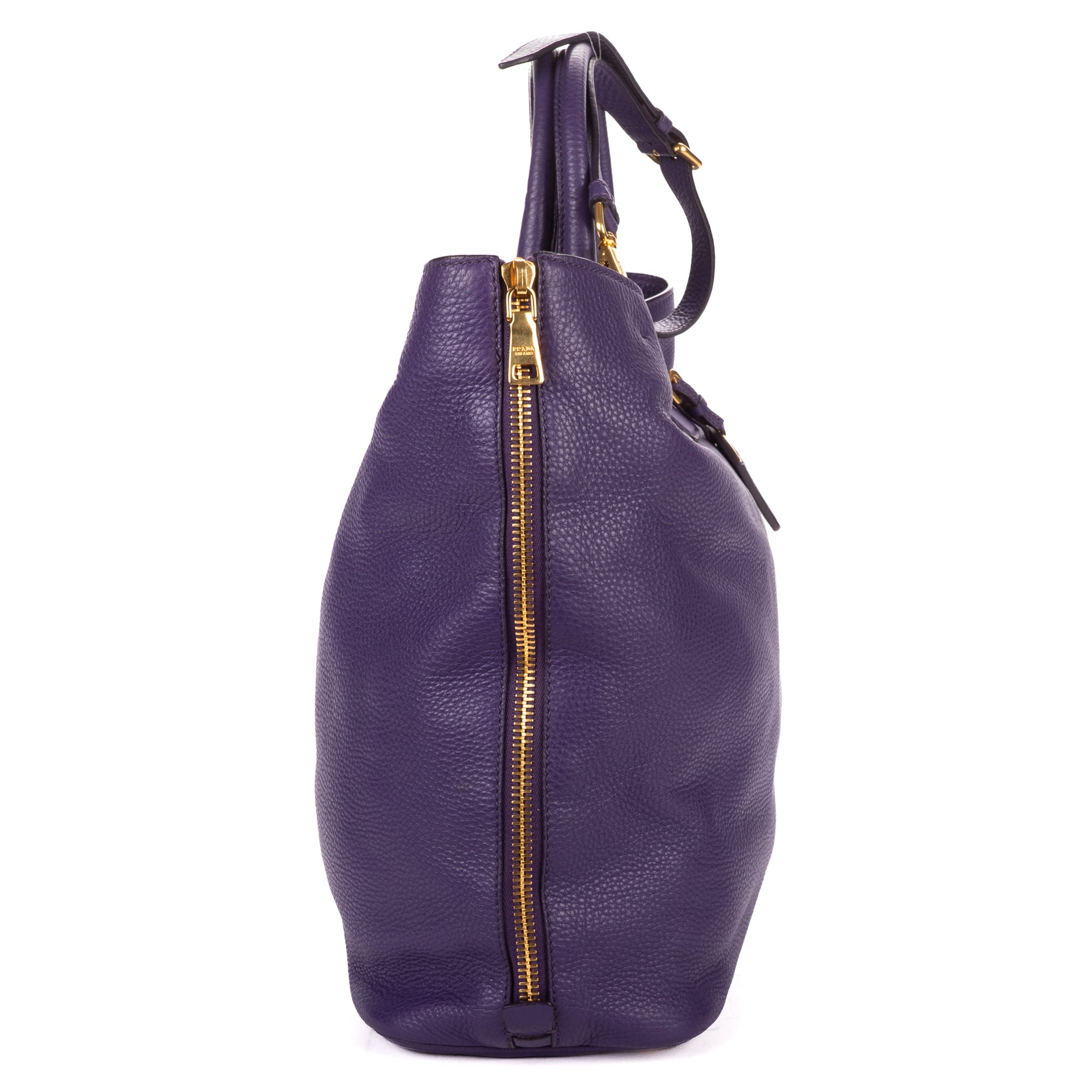 Shoulder Bag Convertible Square Open Tote Purple Vitello Daino Leather
