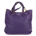 Shoulder Bag Convertible Square Open Tote Purple Vitello Daino Leather