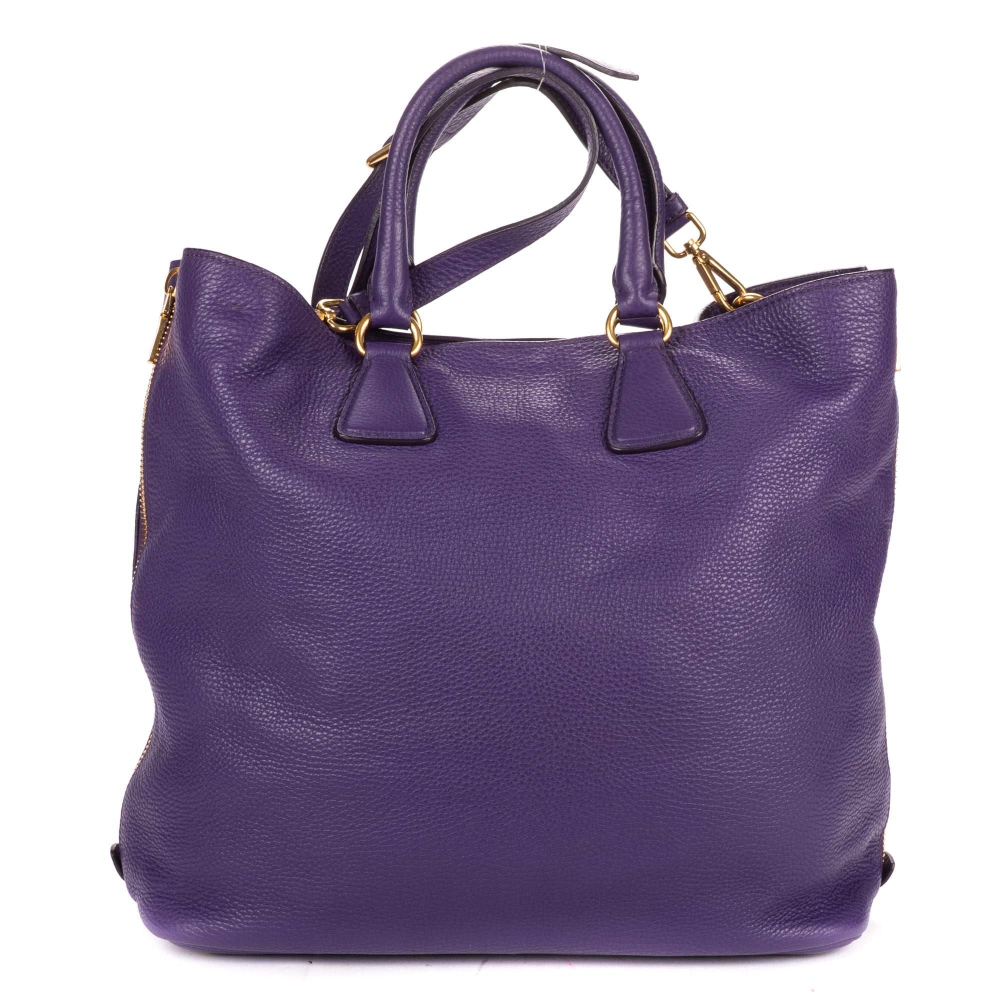 Shoulder Bag Convertible Square Open Tote Purple Vitello Daino Leather