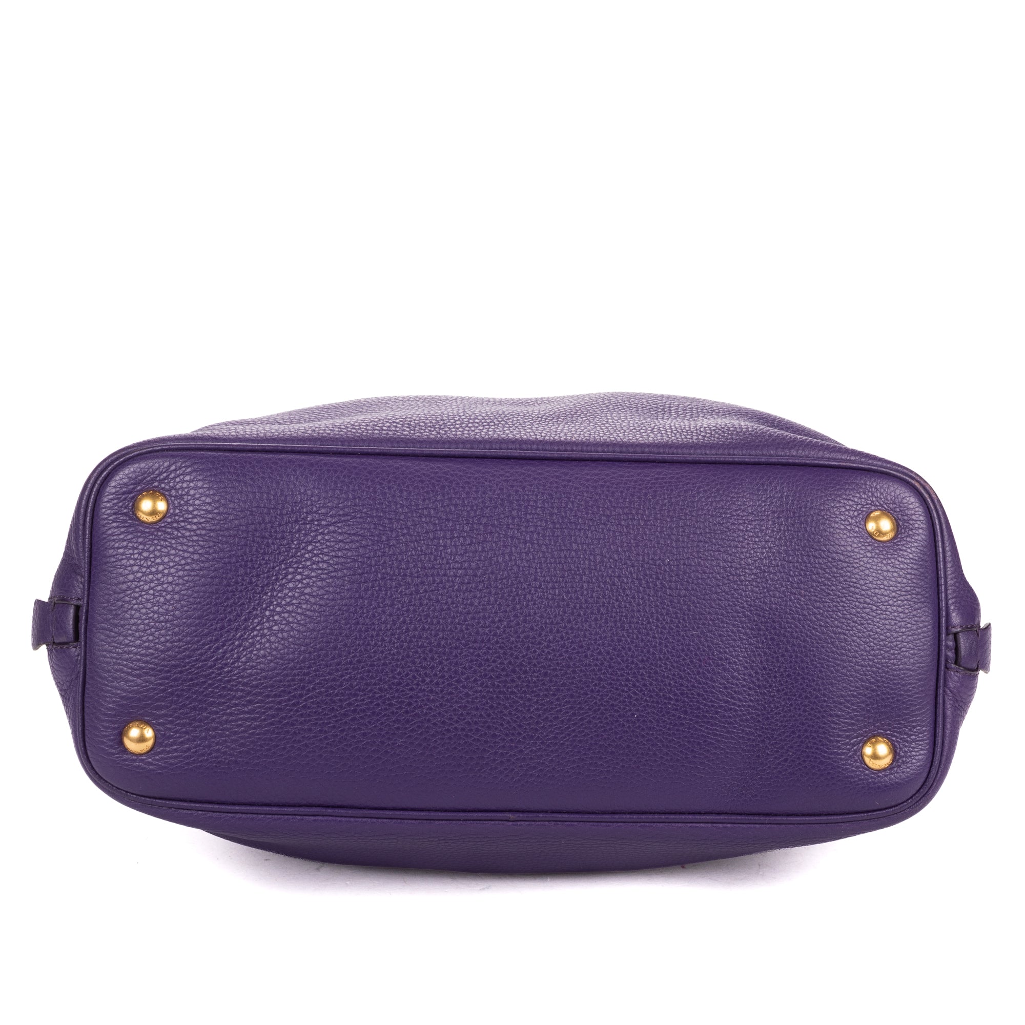 Shoulder Bag Convertible Square Open Tote Purple Vitello Daino Leather