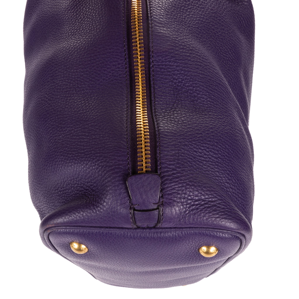Shoulder Bag Convertible Square Open Tote Purple Vitello Daino Leather