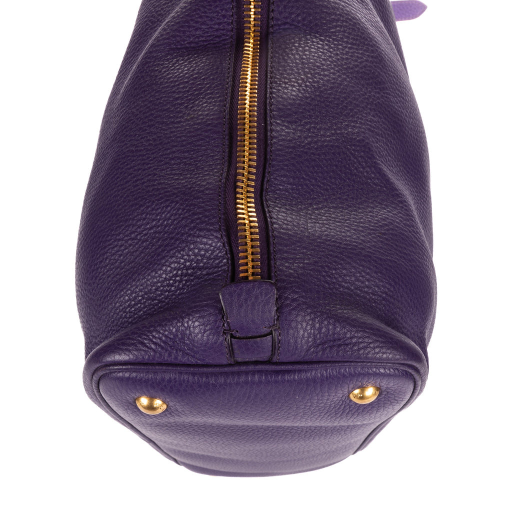 Shoulder Bag Convertible Square Open Tote Purple Vitello Daino Leather