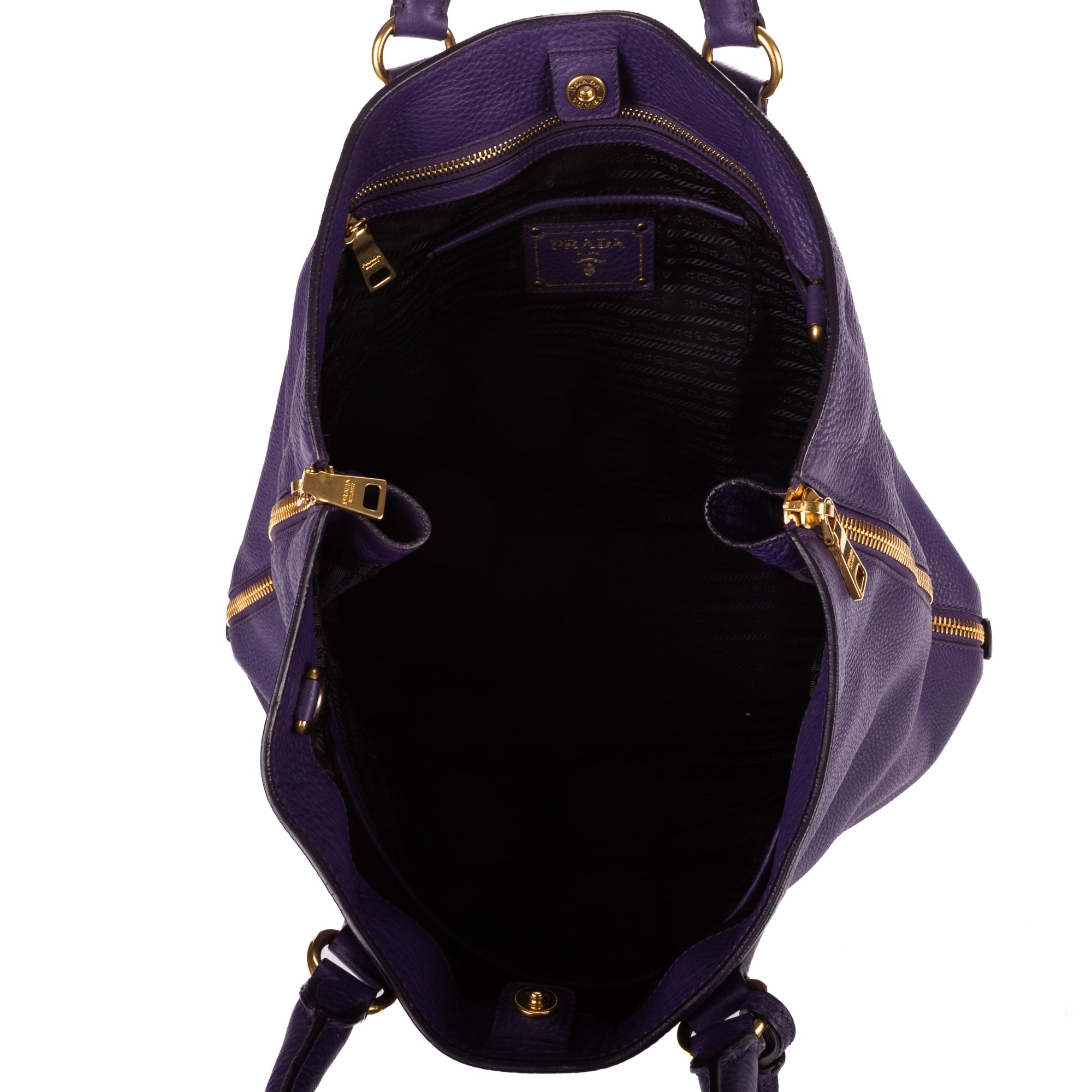 Shoulder Bag Convertible Square Open Tote Purple Vitello Daino Leather