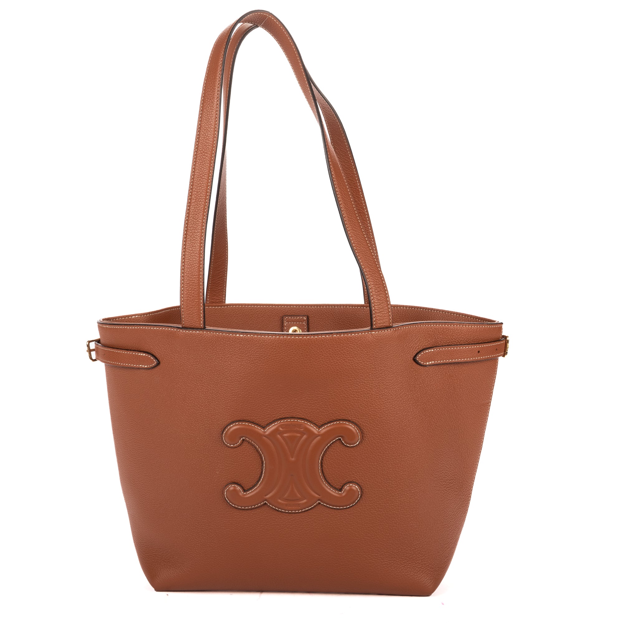 Shoulder Bag Cabas Anais Tan Grained Calfskin Leather