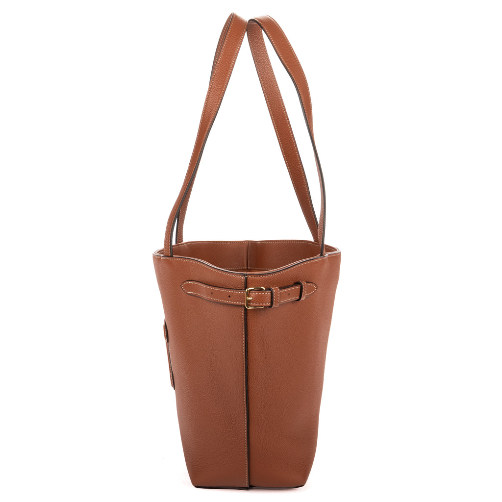 Shoulder Bag Cabas Anais Tan Grained Calfskin Leather