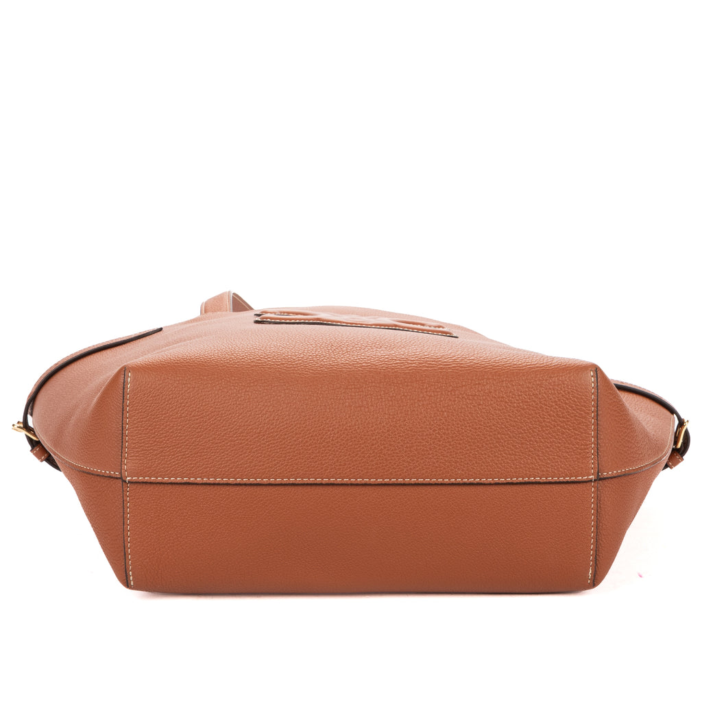 Shoulder Bag Cabas Anais Tan Grained Calfskin Leather