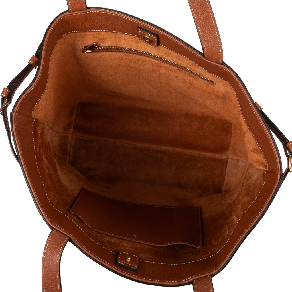 Shoulder Bag Cabas Anais Tan Grained Calfskin Leather