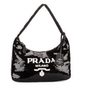 Handbag Re-Edition 2000 Sequinned Mini Bag Black Nylon embellished with sequins