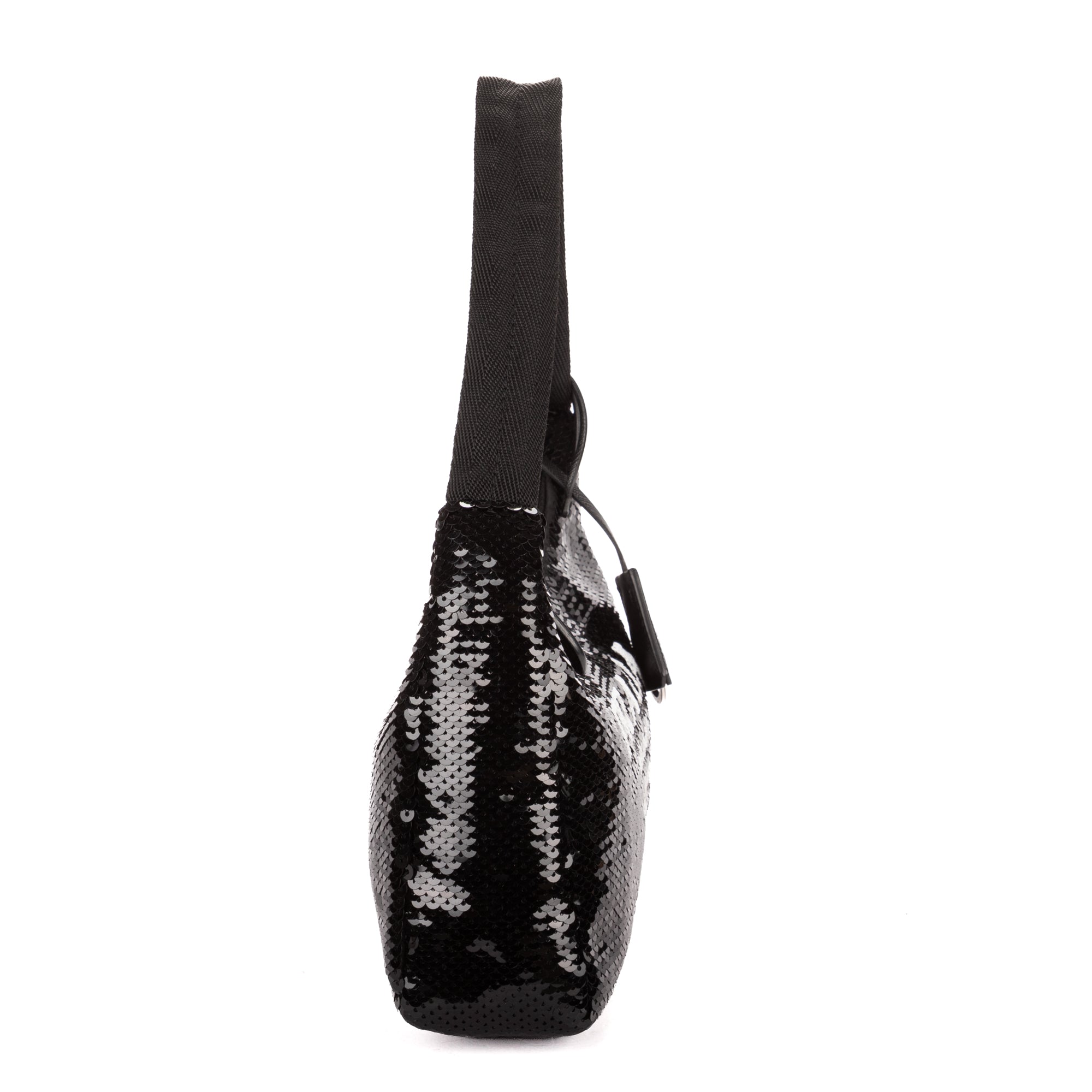 Handbag Re-Edition 2000 Sequinned Mini Bag Black Nylon embellished with sequins