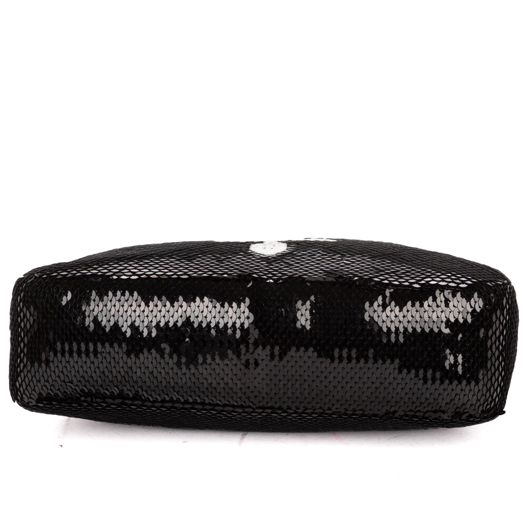 Handbag Re-Edition 2000 Sequinned Mini Bag Black Nylon embellished with sequins