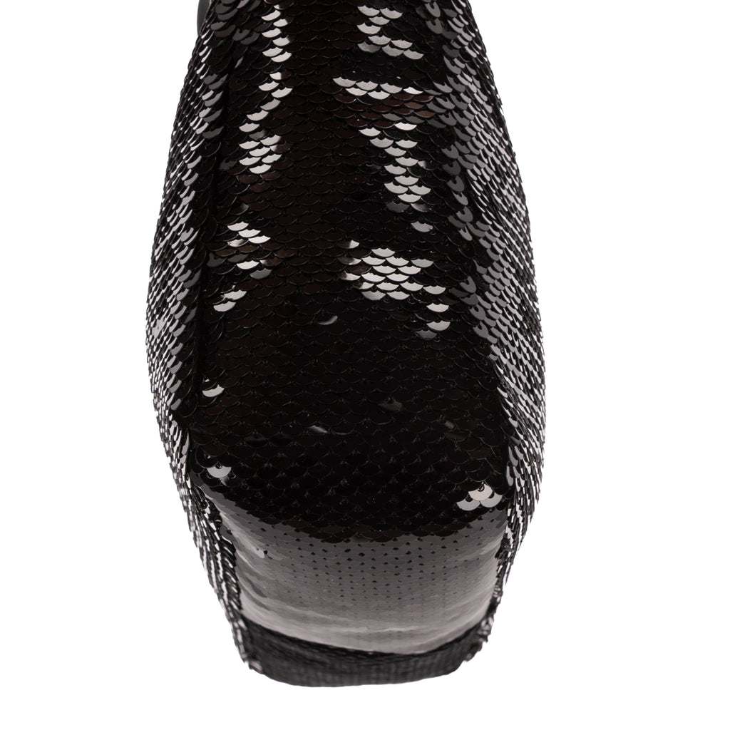 Handbag Re-Edition 2000 Sequinned Mini Bag Black Nylon embellished with sequins
