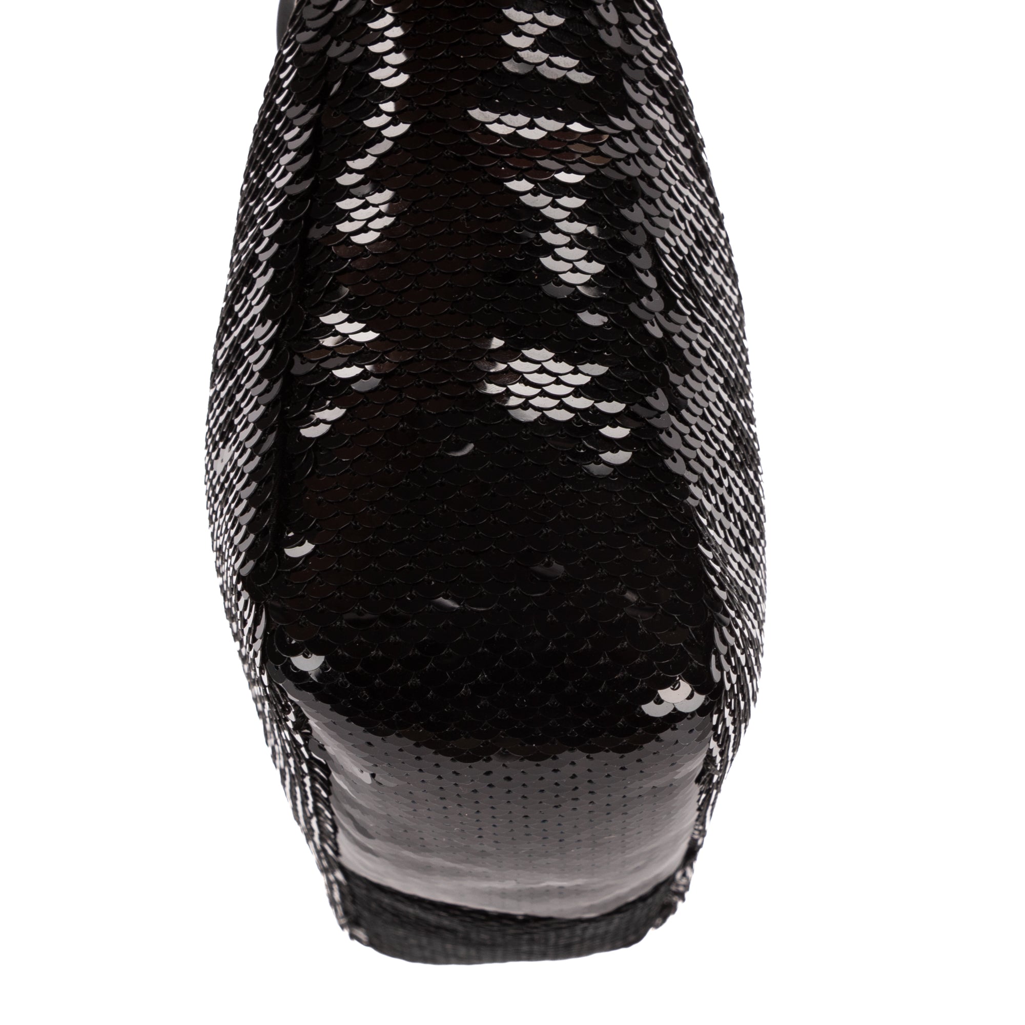Handbag Re-Edition 2000 Sequinned Mini Bag Black Nylon embellished with sequins