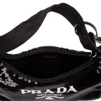 Handbag Re-Edition 2000 Sequinned Mini Bag Black Nylon embellished with sequins