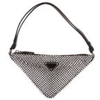 Shoulder Bag Triangle Bag Black Crystal embellishments Nylon